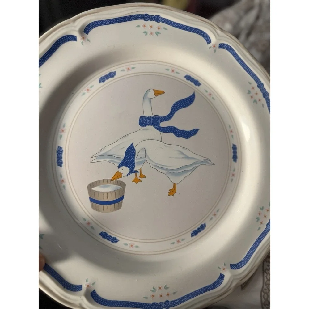 Newcor Stoneware Countryside Geese Chop Plate Platter 12.25